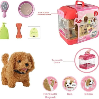 Hareketli Sesli Şirin Köpek ve Işıklı Sesli Şeffaf Kafes Seti