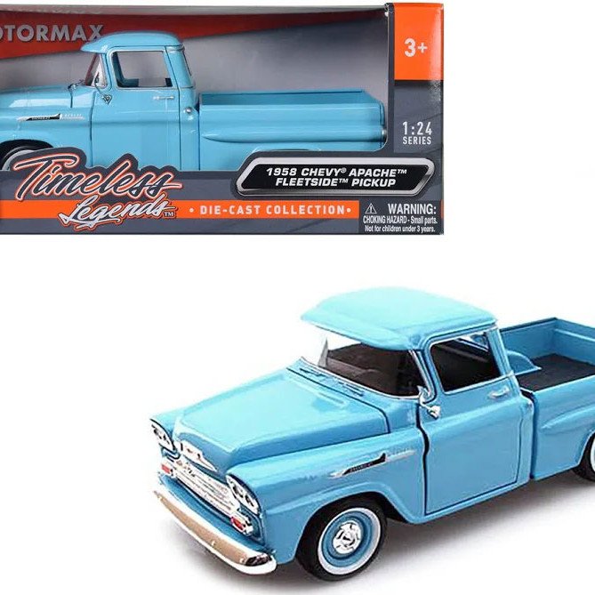 Motormax 1:24 1958 Chevy Apache Fleetside Pickup -Mavi 